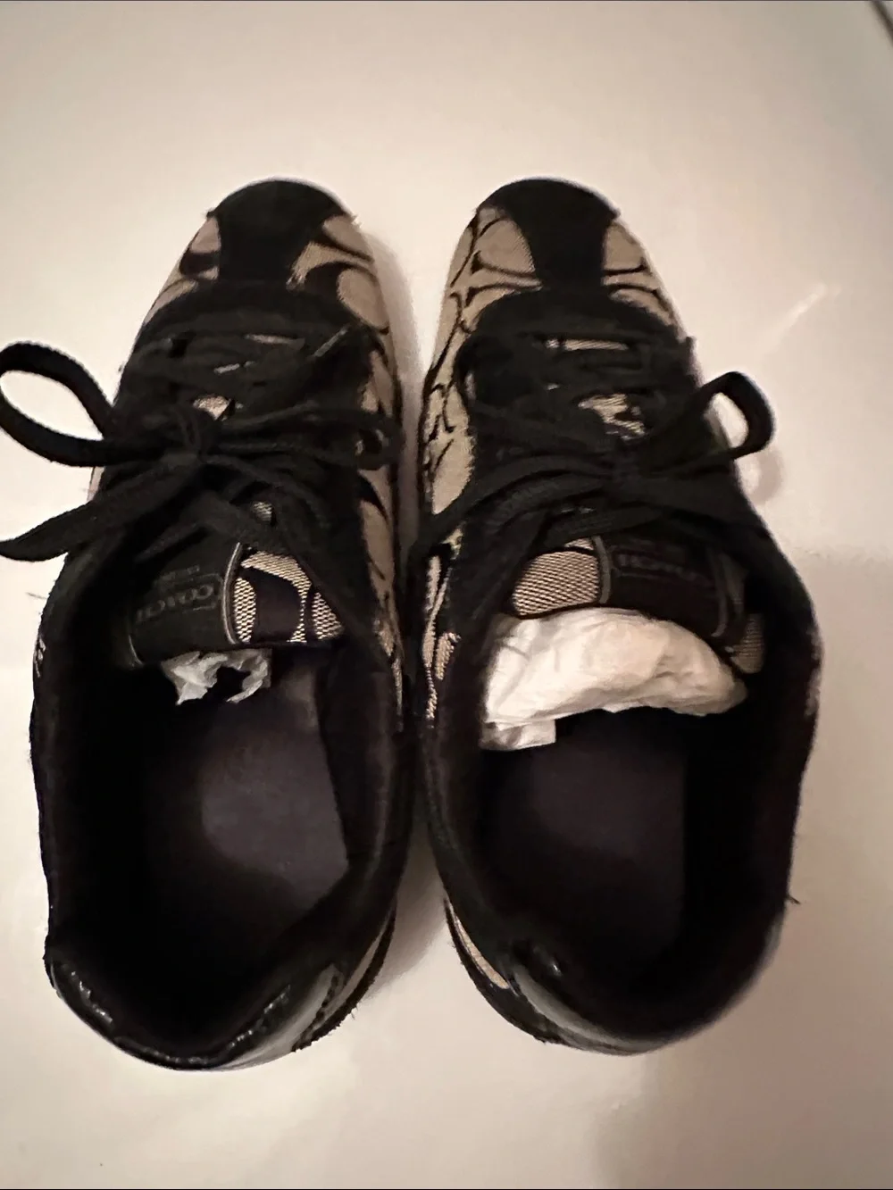 Coach Black and Tan Signature Canvas Sneakers